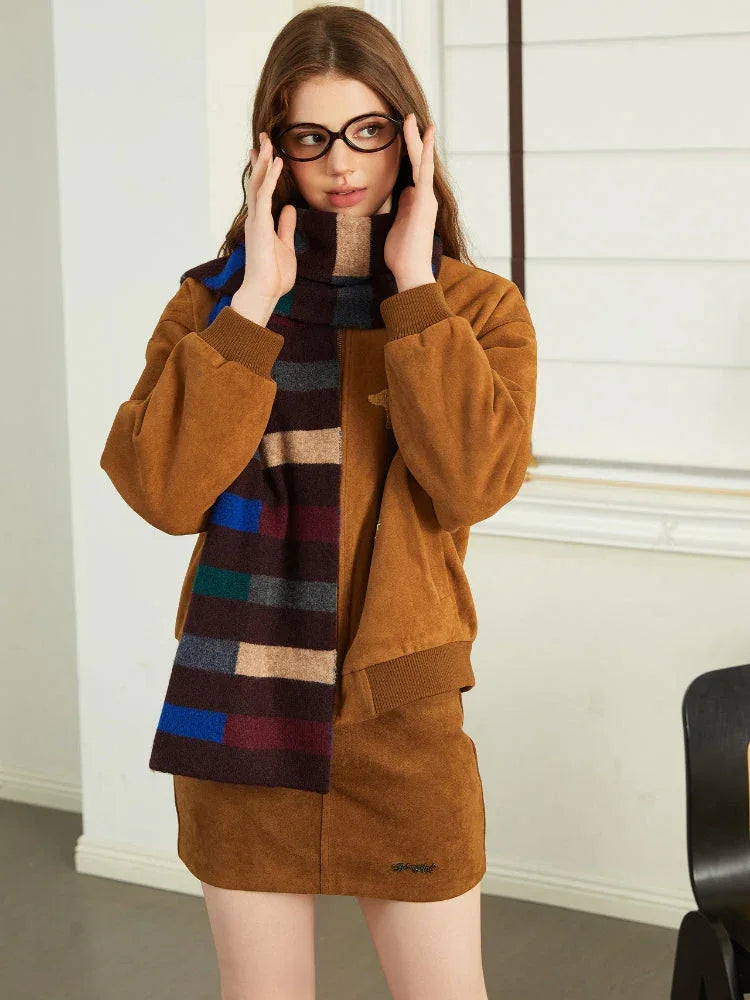 Retro Multi-Color Striped Wool Blend Scarf - View 6 | WEUXS