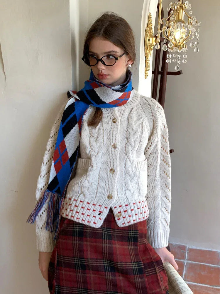 Vintage Argyle Skinny Scarf - View 8 | WEUXS