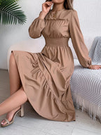 Emerald Green Ruffle Smocked Waist Maxi Dress - View 13 | WEUXS