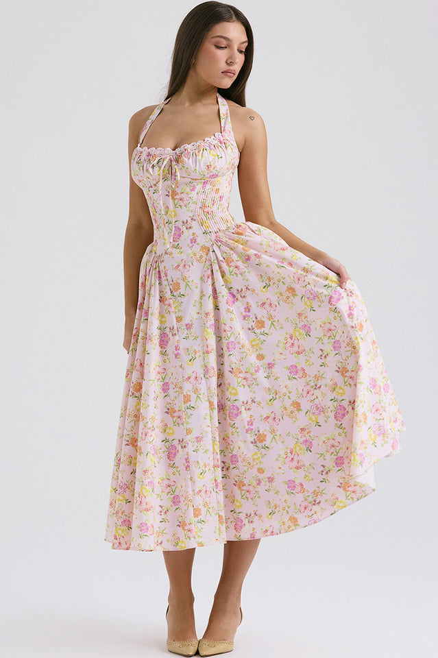 Adabella Cotton Halter Midi Sundress | Dress In Beauty