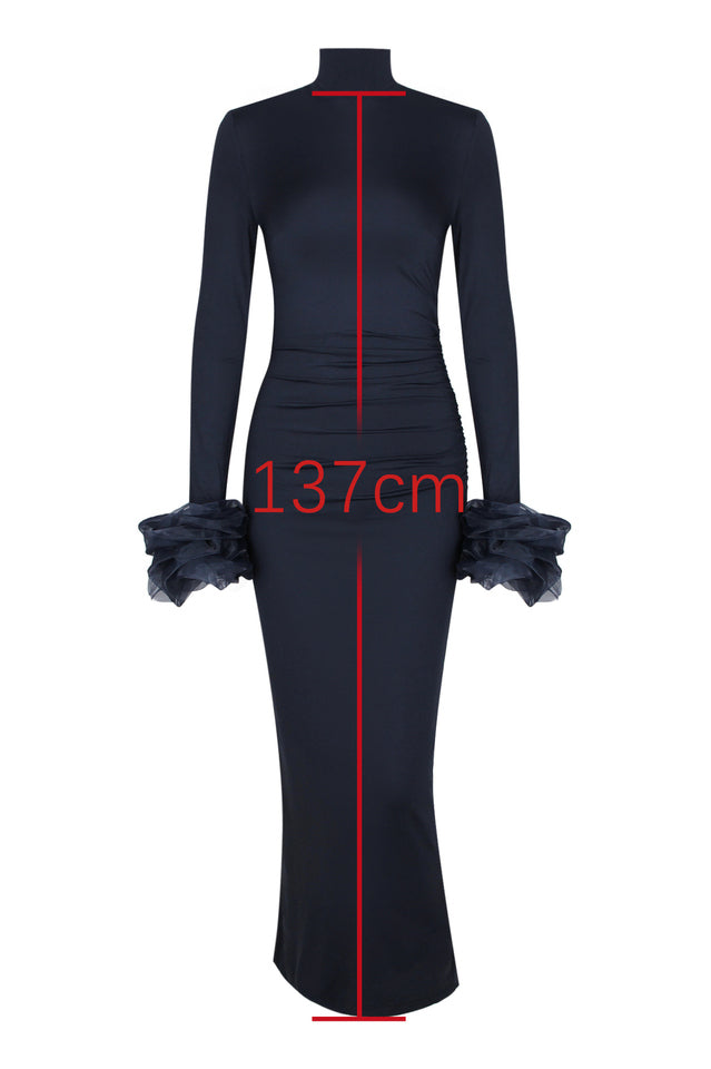 Fabienne Midnight Ruffle Sleeve Maxi Dress | Dress In Beauty
