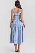 Vivien Regatta Blue Gingham Midi Sundress | Dress In Beauty