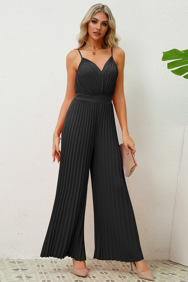 V Neck Pleated Jumpsuit | Dress In Beauty