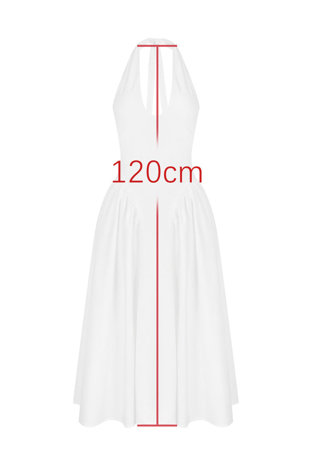 Marilyn White Cotton Halter Midi Sundress | Dress In Beauty