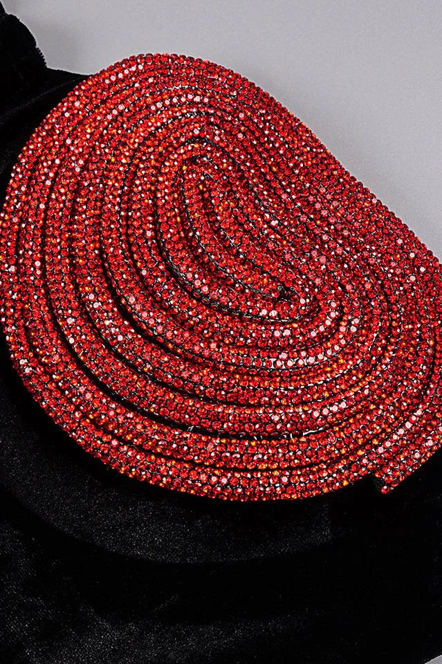 Red crystal heart mini dress - View 14 | WEUXS