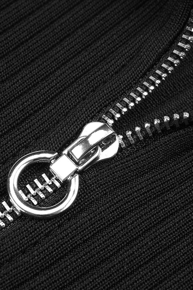 Fluffy Collared Zip Detailed Knit Dress | Dress In Beauty