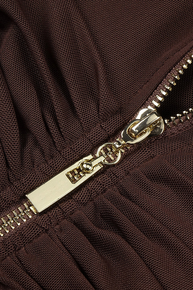 Long Sleeve Draped Mesh Maxi Dress | Dress In Beauty