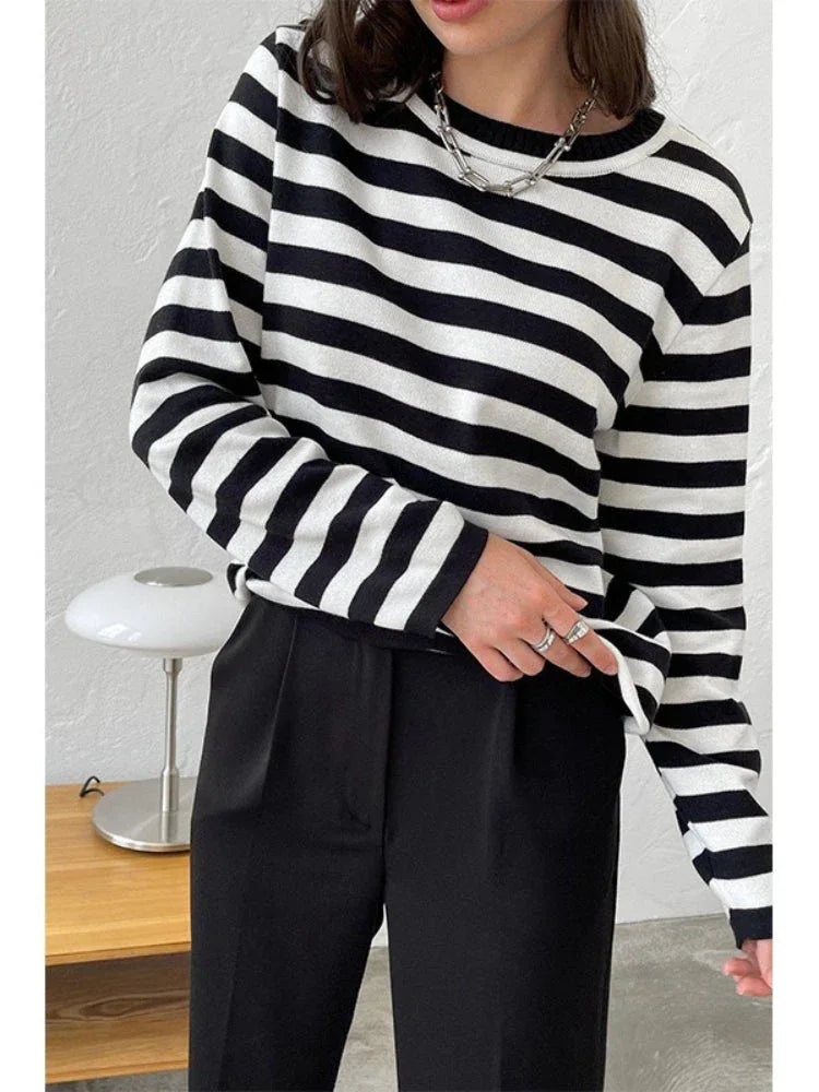 Men's striped knit crew neck sweater - View 9 | WEUXS