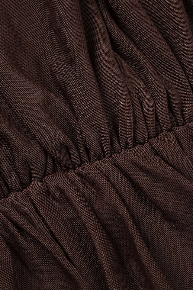 Long Sleeve Draped Mesh Maxi Dress | Dress In Beauty