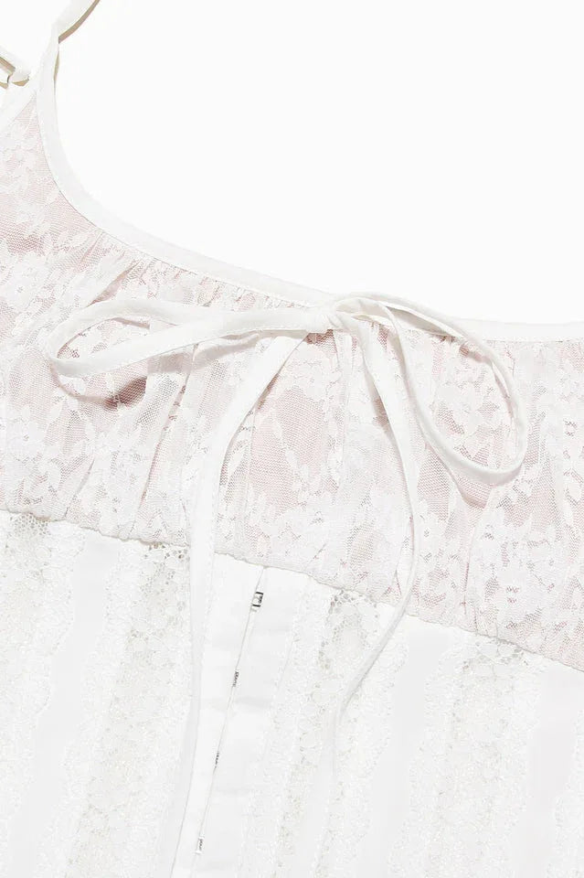 A-line mini dress with lace trim - View 6 | WEUXS
