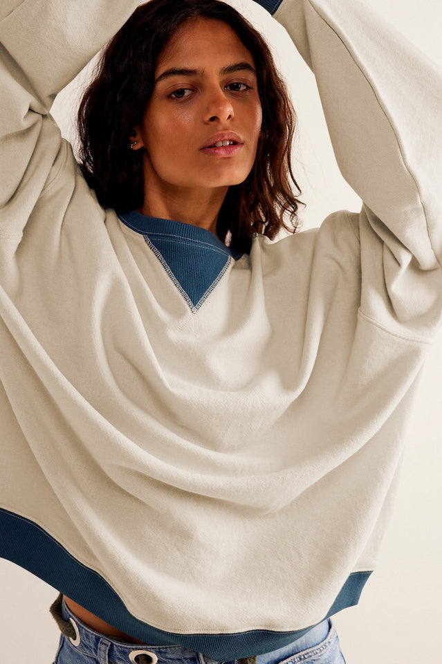 Contrast Dropped Shoulder Sweatshirt | Dress In Beauty