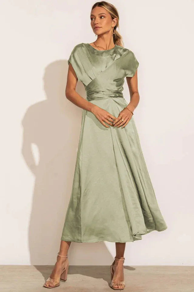 Scoop A-line Satin Bridesmaid Dress - WEUXS