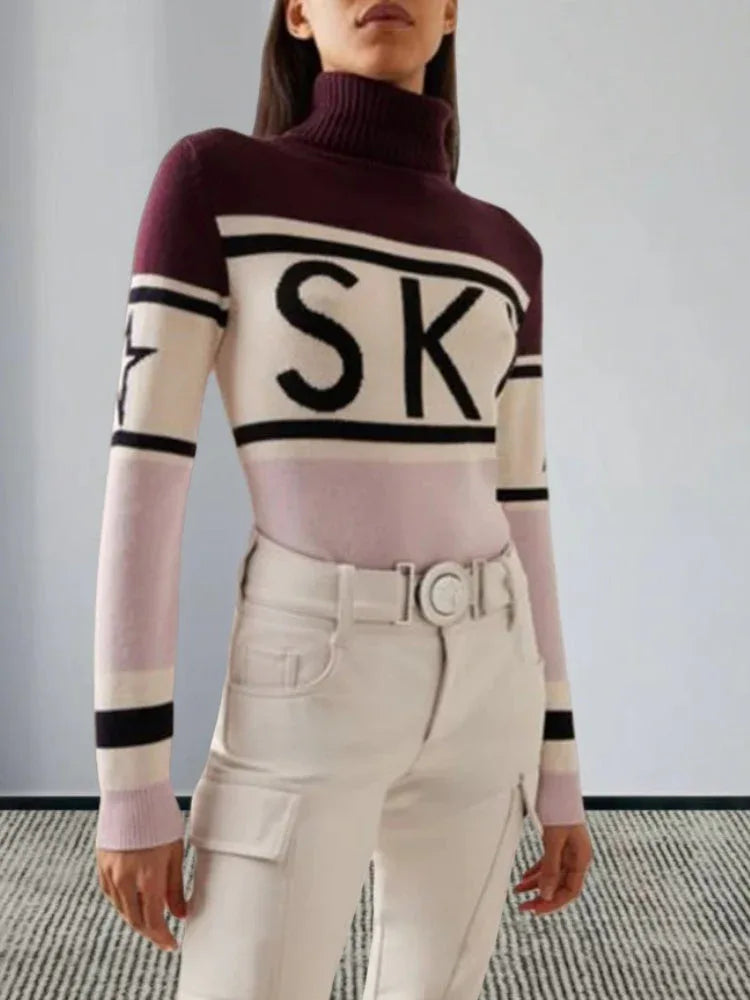 Graphic Turtleneck Sweater - View 9 | WEUXS