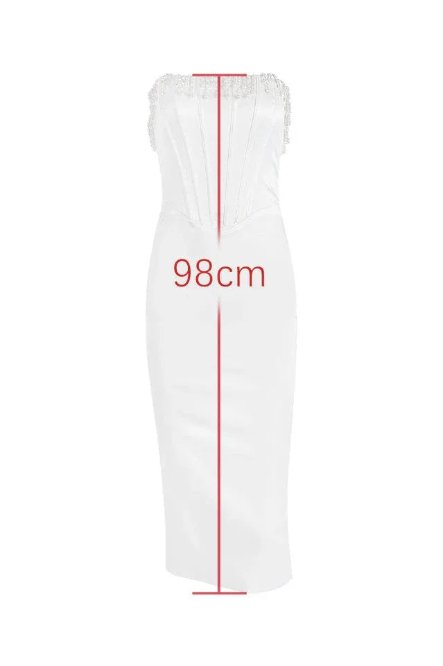 Nalita Vintage Cream Beaded Strapless Dress - View 9 | WEUXS