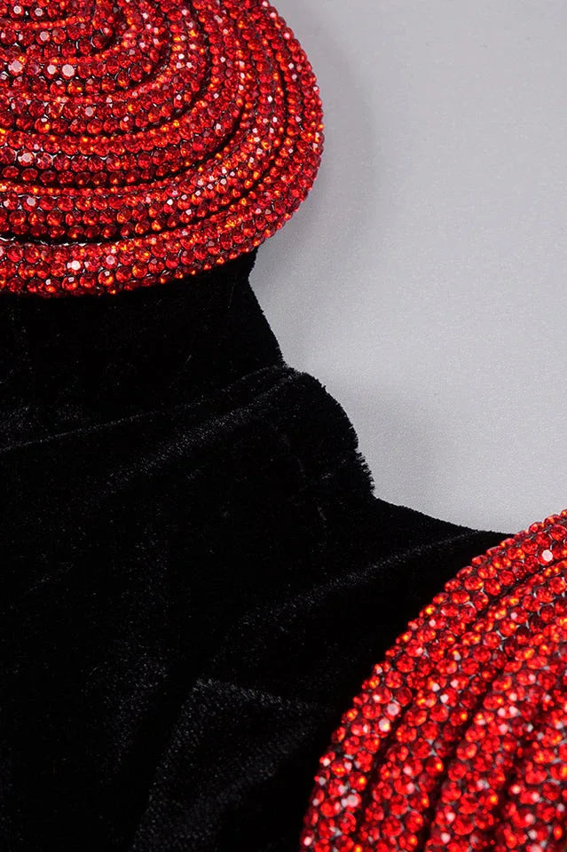 Red crystal heart mini dress - View 15 | WEUXS
