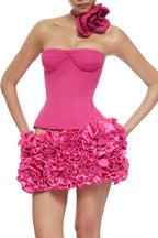 Elegant strapless rosette mini dress - View 18 | WEUXS
