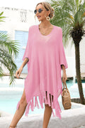 Fringe Trim Dolman Sleeve Openwork Cover Up | Dress In Beauty
