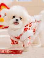 Pet Tang Suit Winter Coat with Faux Fur Trim - View 6 | WEUXS