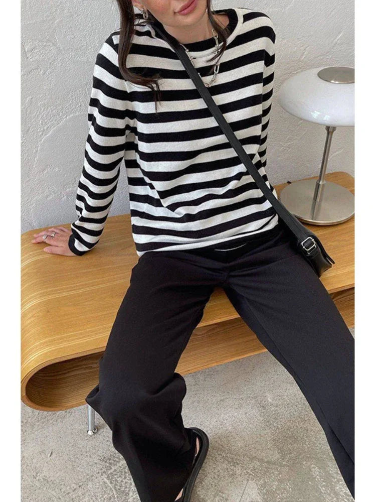 Men's striped knit crew neck sweater - View 10 | WEUXS