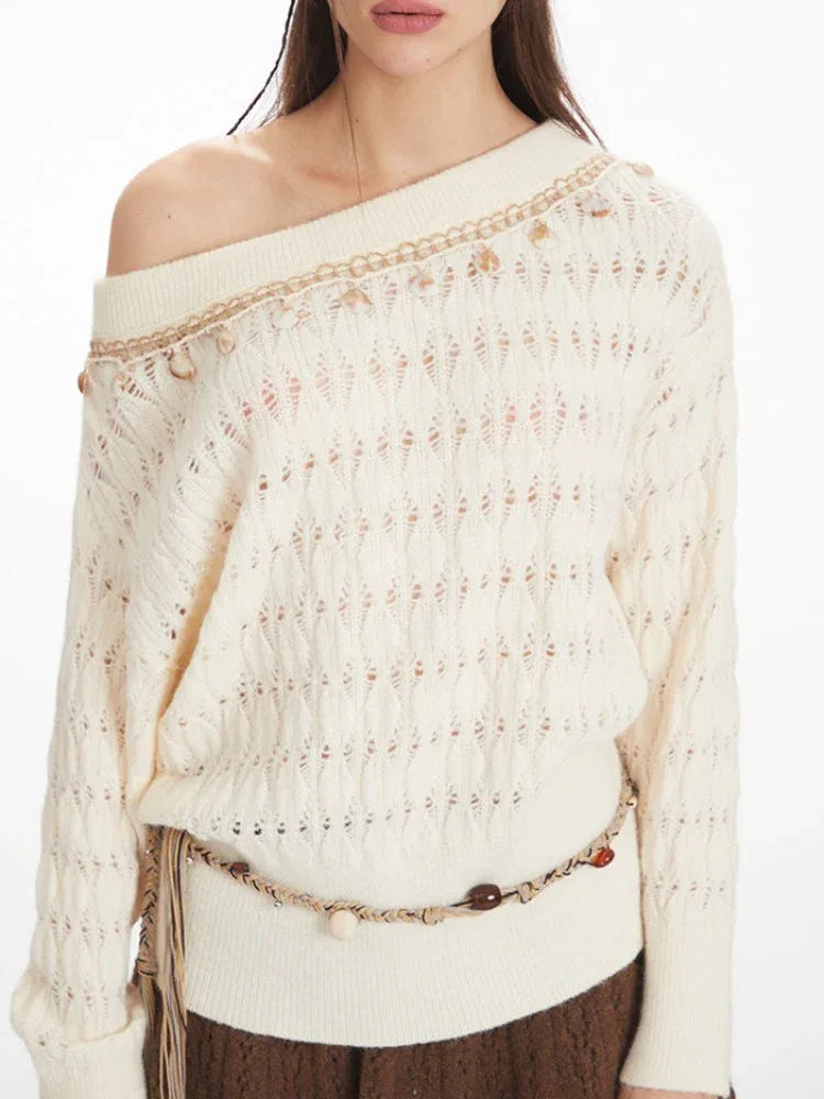 Shell Embellished Knit Sweater - View 6 | WEUXS