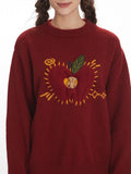 Whimsical Apple & Teddy Bear Pocket Knit Sweater - View 6 | WEUXS