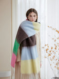 Dopamine Rainbow Block Stripe Oversized Scarf - WEUXS