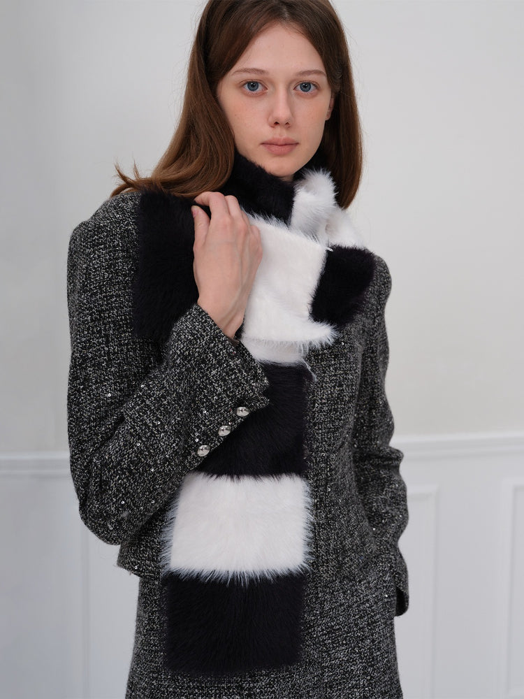 Luxe Faux Mink Striped Scarf