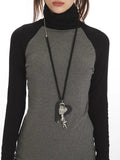 Contrast Raglan Sleeve Mock Neck Top - View 6 | WEUXS