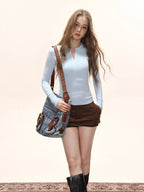 Women's Half Zip Mock Neck Long Sleeve Top