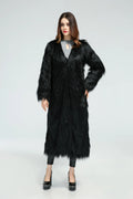 Midnight Drama Long Shaggy Faux Fur Coat - WEUXS