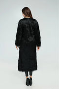 Midnight Drama Long Shaggy Faux Fur Coat - WEUXS