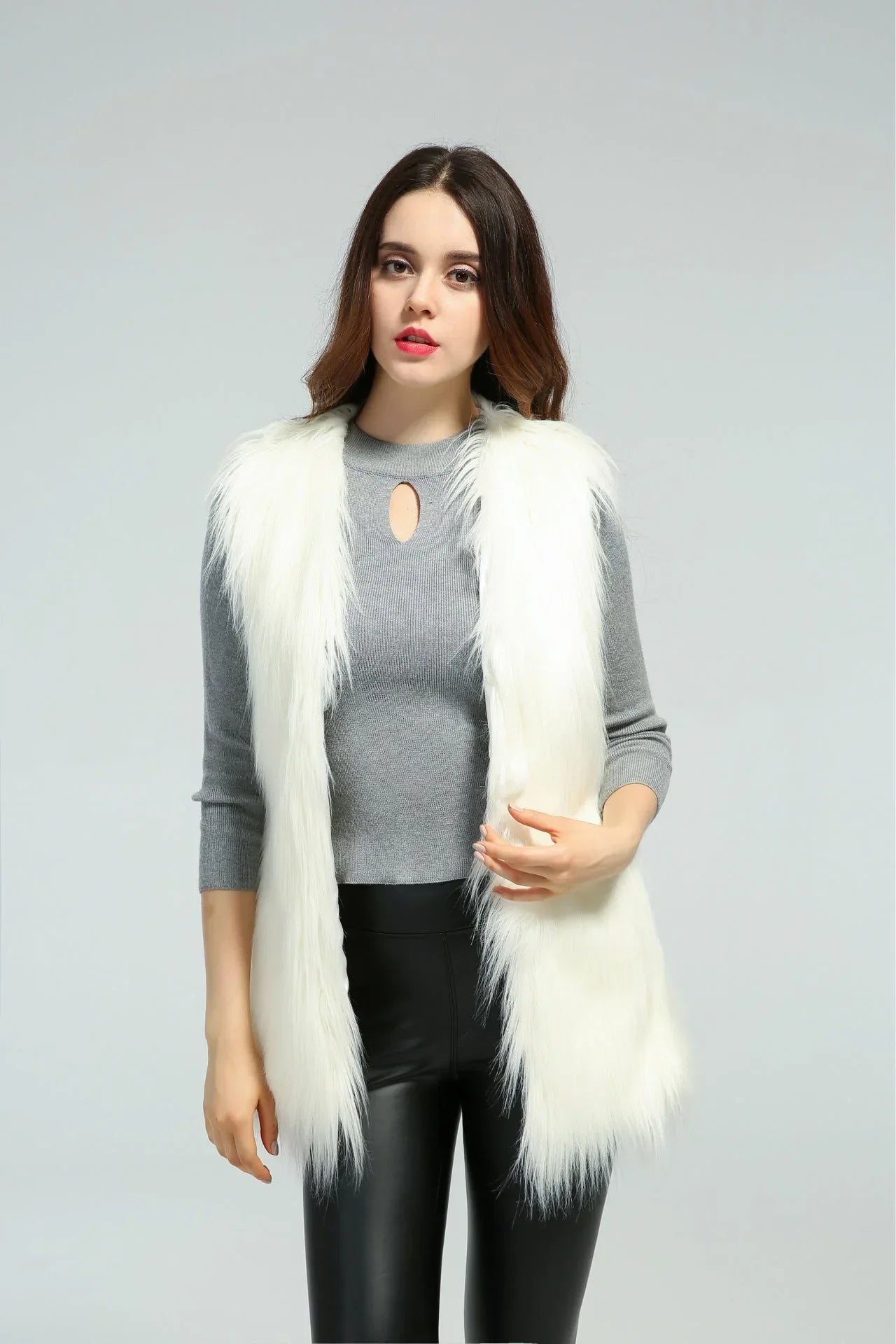 Midnight Plush Shaggy Faux Fur Vest - WEUXS