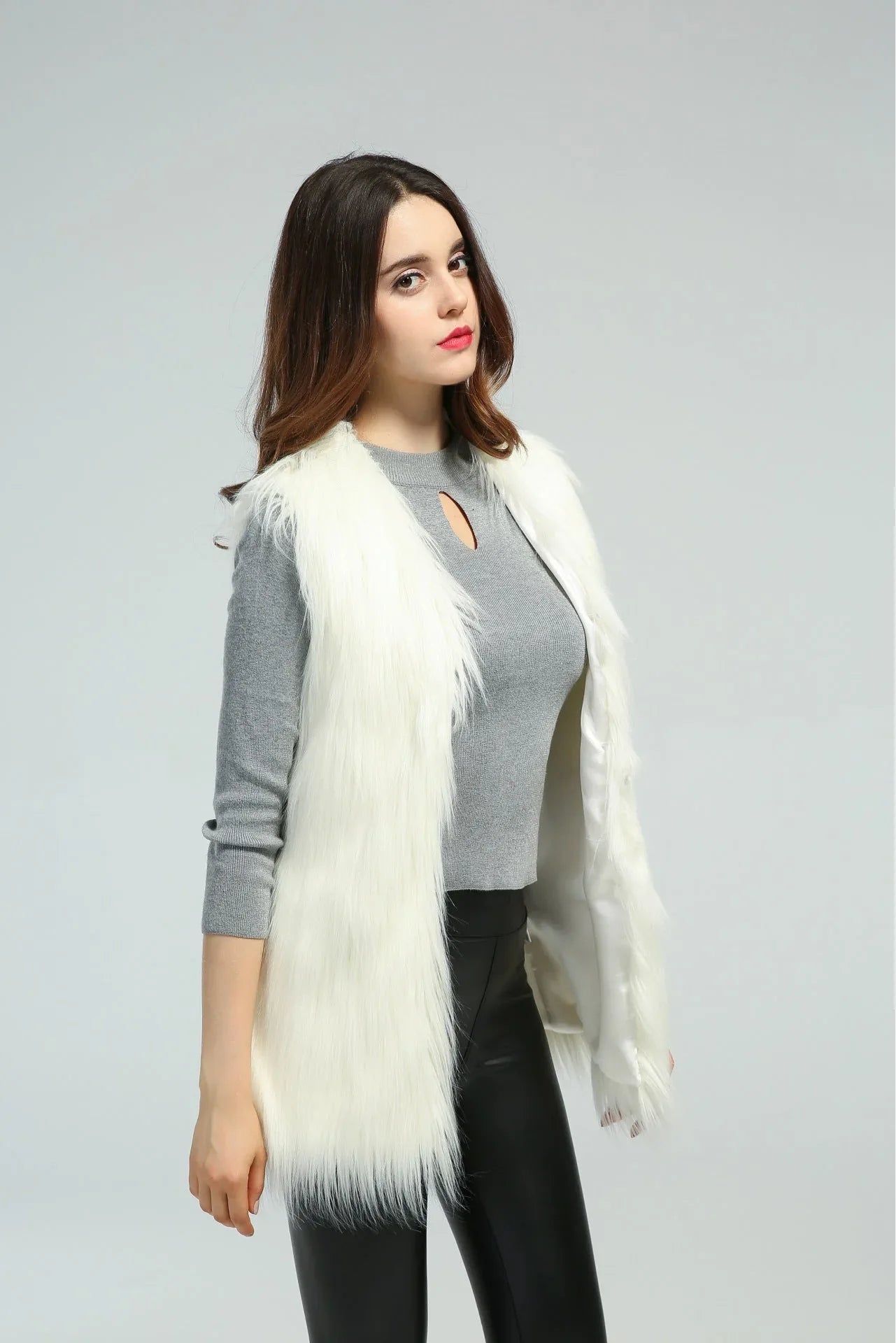 Midnight Plush Shaggy Faux Fur Vest - WEUXS