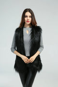 Midnight Plush Shaggy Faux Fur Vest - WEUXS