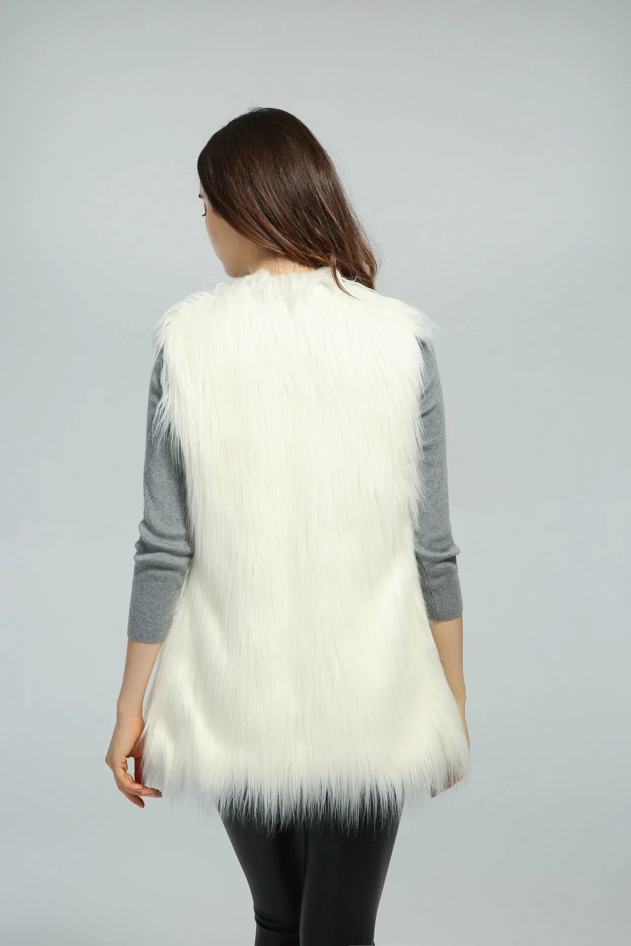 Midnight Plush Shaggy Faux Fur Vest - WEUXS