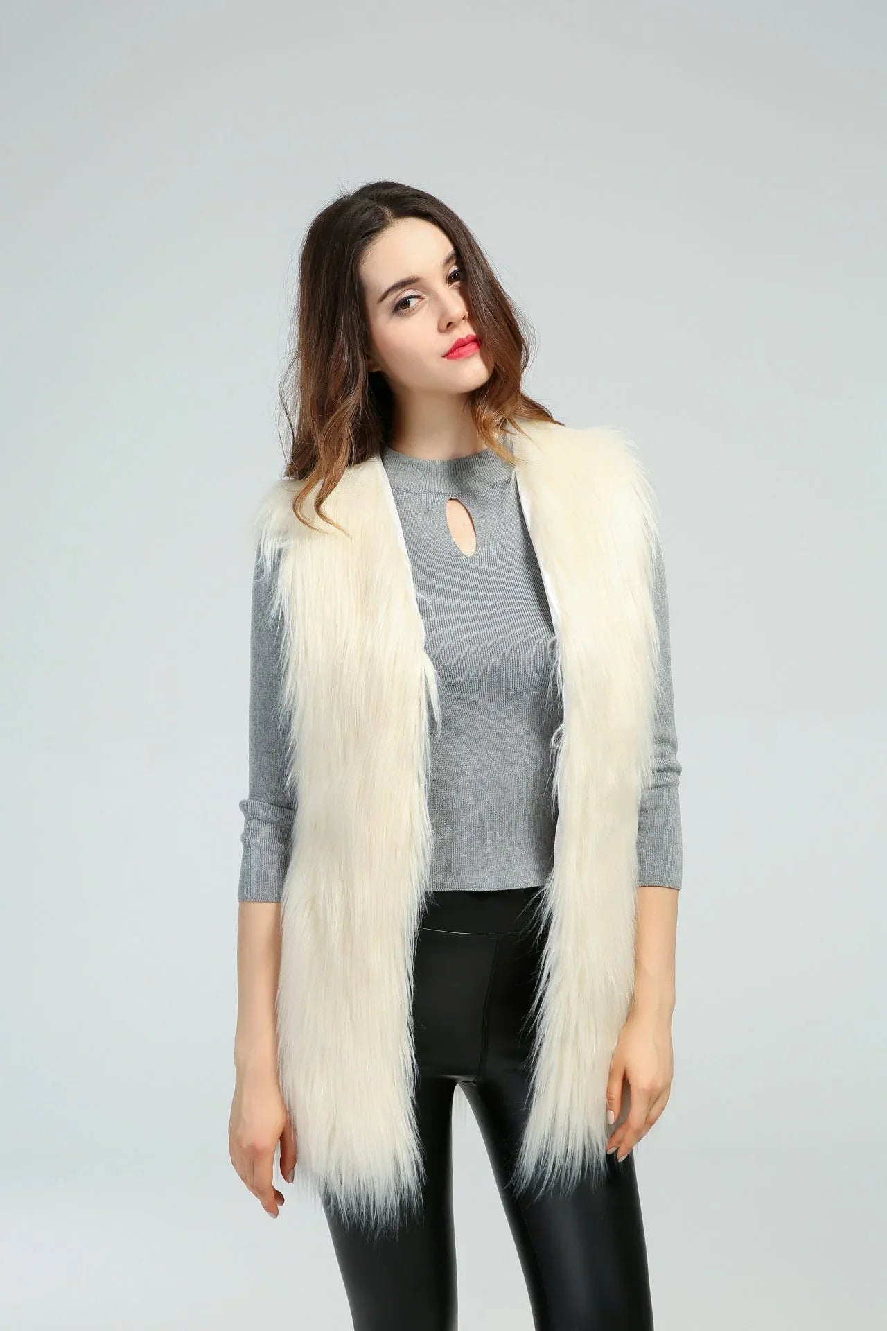 Midnight Plush Shaggy Faux Fur Vest - WEUXS