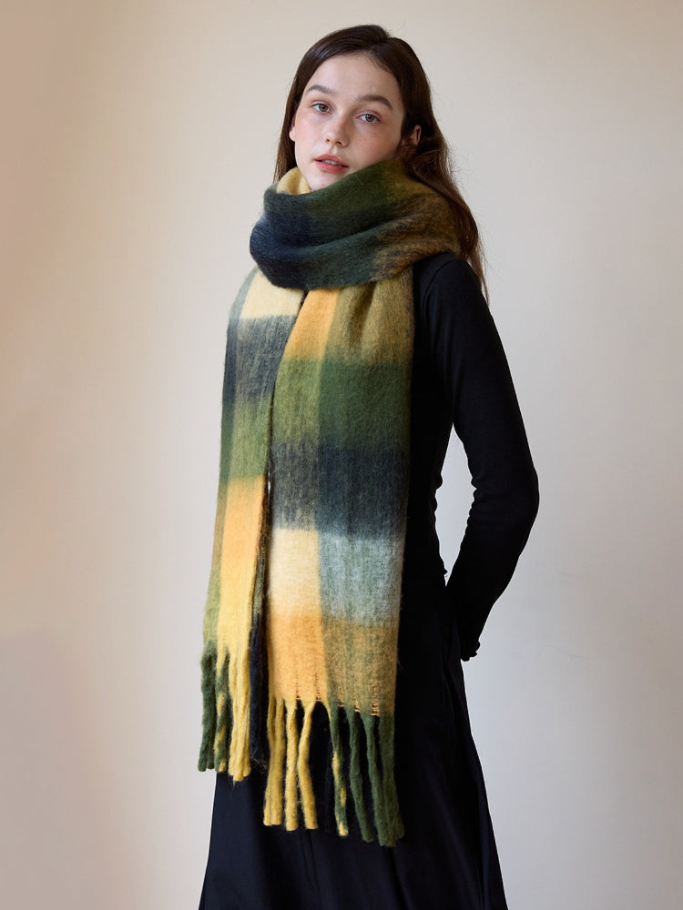Super-Long Vintage Plaid Scarf