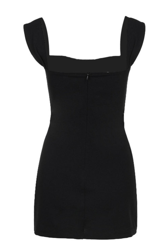 Solid Metallic Buckle Belted Mini Dress | Dress In Beauty