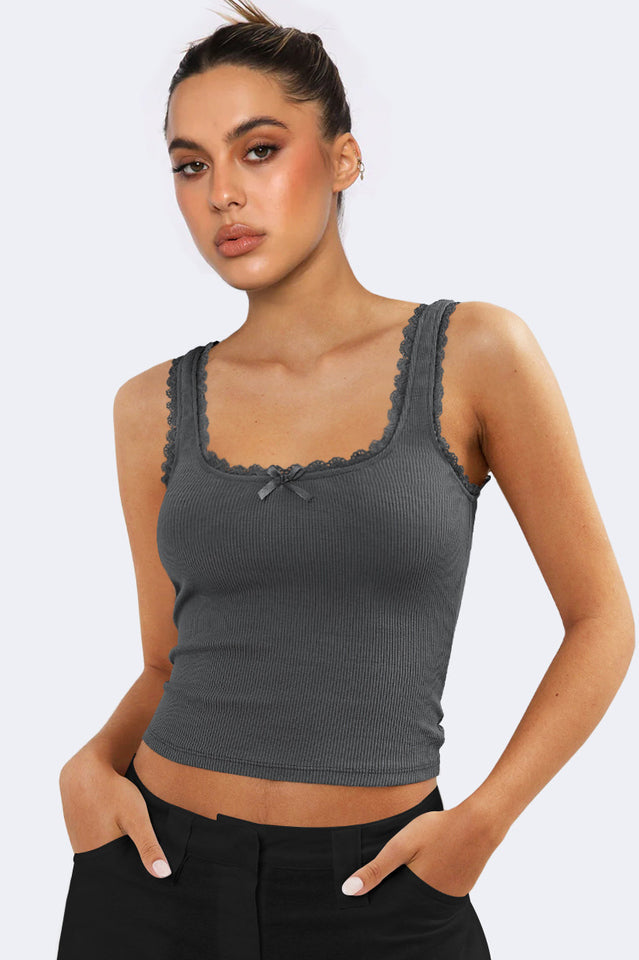 Lace Detailed Square Neck Top | Dress In Beauty