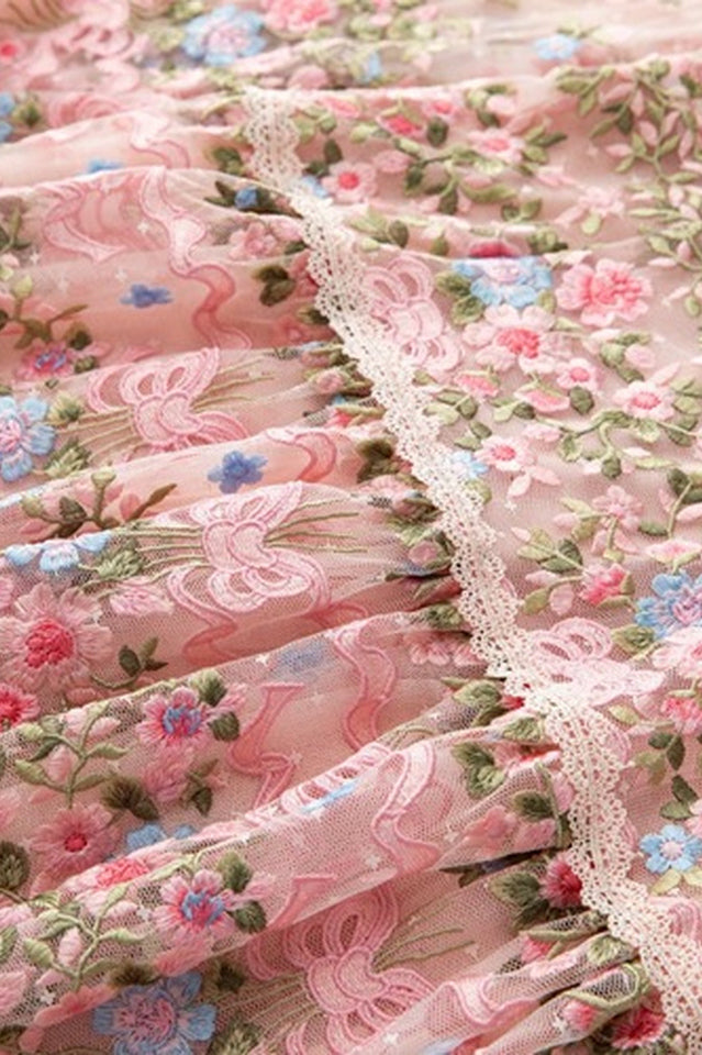 Garden 3/4 Sleeves Embellished Tulle Gown | Dress In Beauty