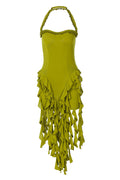 Ruffle Tassel Halter Bustier Mini Dress | Dress In Beauty