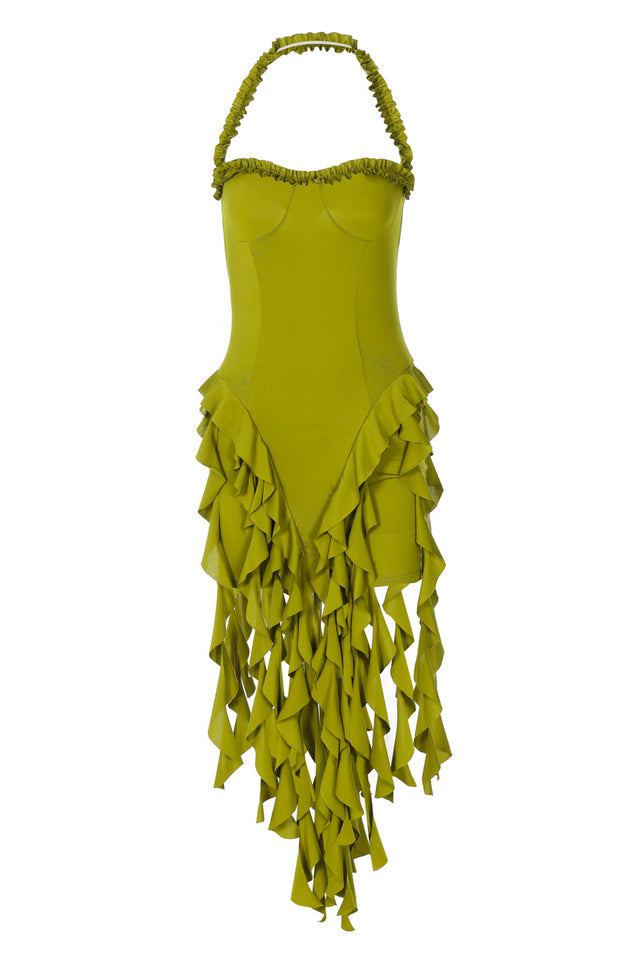 Ruffle Tassel Halter Bustier Mini Dress | Dress In Beauty
