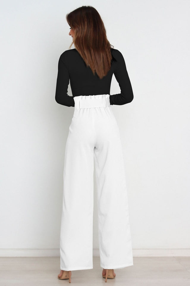High Waist Belted Straight Leg Pants | Dress In Beauty