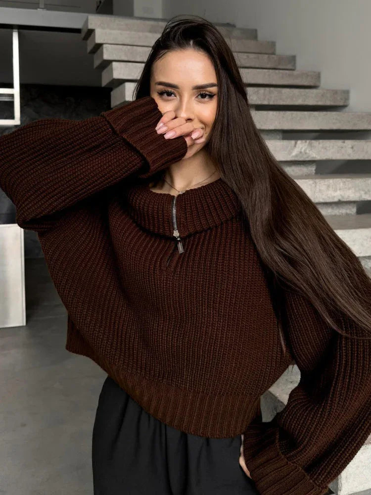 Ribbed Knit Half-Zip Pullover - View 8 | WEUXS
