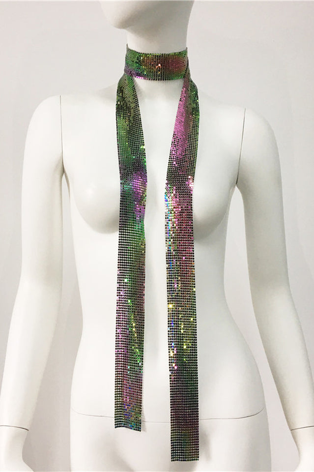 Metal Sequins Necktie Scarf | Dress In Beauty