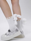 Cotton crew socks with 3D bunny charm - View 7 | WEUXS