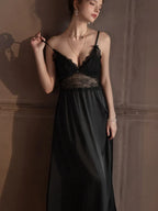 Satin lace robe and slip dress set - View 18 | WEUXS
