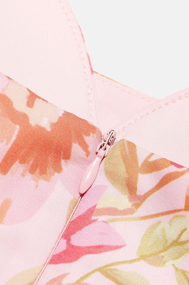 Bunny Peach Poppy Print Twill Mini Dress | Dress In Beauty