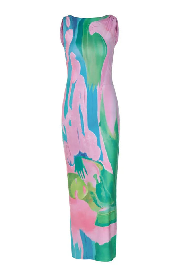 Abstract print maxi dress - View 16 | WEUXS