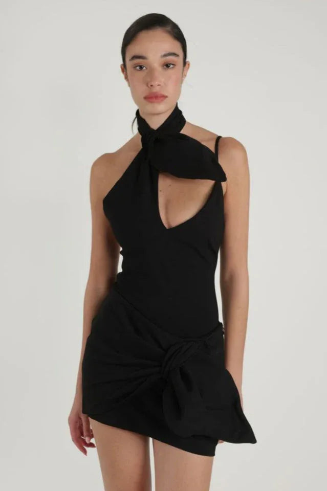 Daiki Black Mini Dress - WEUXS